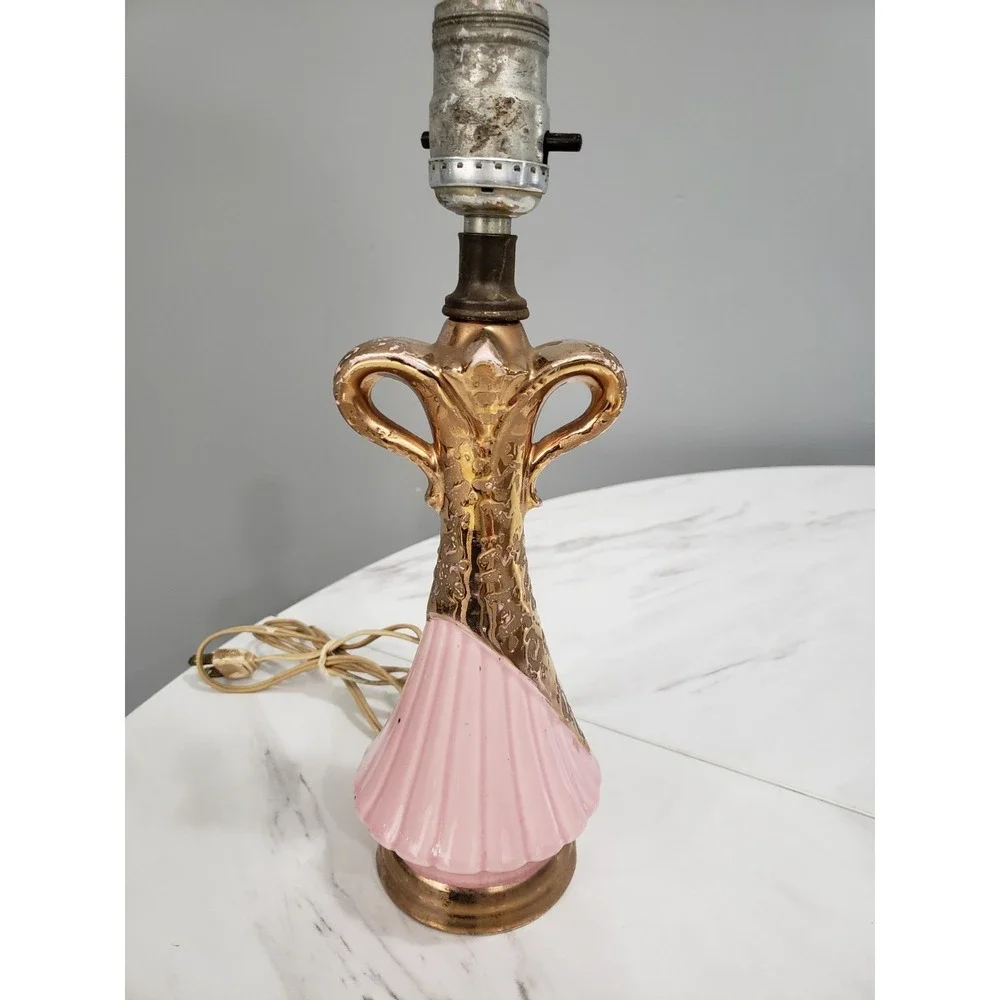 Vintage Pink / Gold Deena Barbie Style Mid‎ Century Modern Atomic Era Lamp MCM